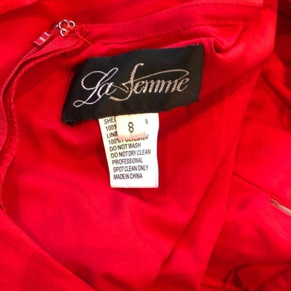 La Femme women's red chiffon gown dress size 8 NWOT - Picture 7 of 7